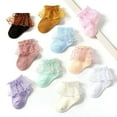 thumbnail image 3 of KAWELL 10 Pairs Baby Girls Lace Socks Newborn Ruffle Lace Socks Princess Frilly Knit Cotton Ankle Socks 1-12Years, 3 of 4