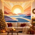 thumbnail image 3 of Golden Sun Over Coastal Hills, Peaceful Mid-Century Modern for Nature Lovers, Graphic Landscape Art, Housewarming Gift, Tapestry Wall Hanging for Living Room and Bedroom, 3 of 7