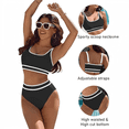 thumbnail image 3 of Olaglory Bikini Sets for Women High Waisted, Sporty Two Piece Tummy Control Swim Suits for Women 2026 Color Block Cheeky High Cut Bathing Suits, Black, 3 of 8