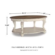 Signature Design by Ashley Realyn White and Brown Farmhouse Style Coffee Table with Storage Shelf