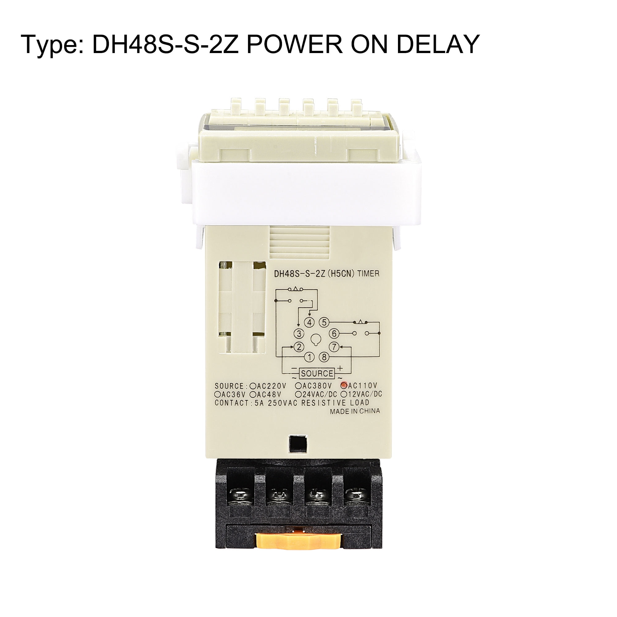AC110V 8Terminals Range Adjustable Time Delay Relay Switch Timer W'/ Socket Base 