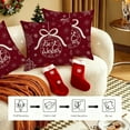 thumbnail image 4 of Luoshdecor Christmas Pillow Cover，Vintage Red White Plush Xmas Theme Decorative Throw Pillow Cases for Home and Living Room Winter Bed Decor 18x18 in, 4 of 6