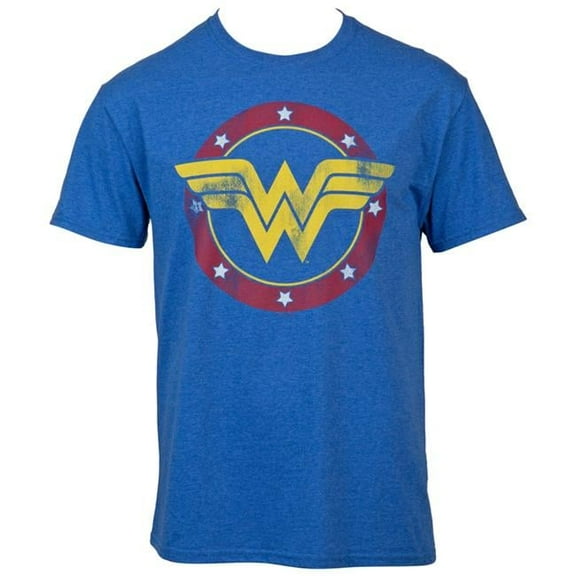 Washed Emblem Mens T-Shirt, Blue - Medium
