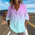 thumbnail image 2 of Taqqpue Women Long Sleeve Shirts Casual Solid Color Button V Neck T Shirt Loose Fit Plus Size Blouse Tops, 2 of 5