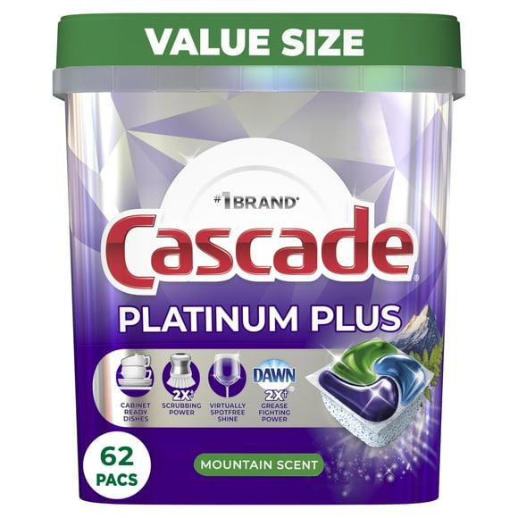 Detergente para lavavajillas Cascade Platinum Plus Mountain 62 Pods