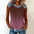 thumbnail image 2 of Sentmoon Veste en Jean Chemisiers d'Été pour Femmes Sans Manches Col Ras du Cou Patchwork Coupe Régulière avec Imprimé T-Shirts Extensibles pour Femmes Mode pour Usage Quotidien Décontracté P-2TG, 2 of 8