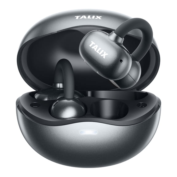 TALIX Open Ear Earbuds,Clip-on Wireless Bluetooth 5.4 Headphones,Ai Call Noise Reduction,Ultra Comfort Fit for Sports,Workout,Music,Calls,Black