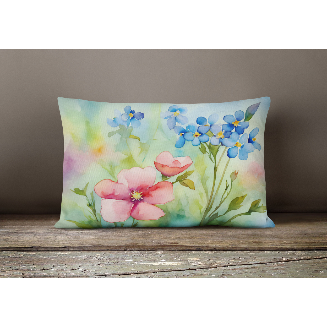 Alaska Forget-me-nots in Watercolor Fabric Decorative Pillow 12 in x 16 in - image 4 of 4