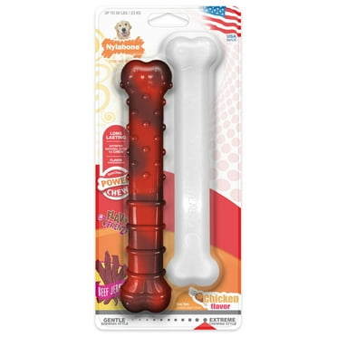 Nylabone Power Chew Original & Textured Bone Chew Toy Beef Jerky & Chicken Large/Giant - Up to 50 lbs. (2 Count)