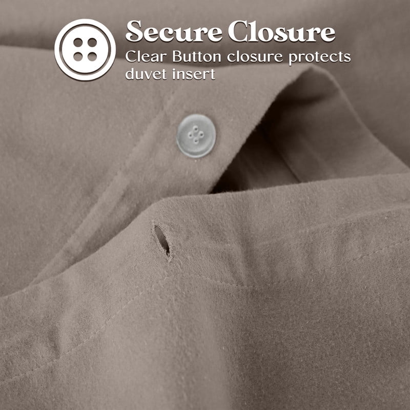 Superior Cotton Flannel Solid Duvet Cover Set, Full/Queen, Grey