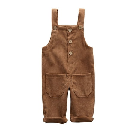 

Fullvigor Little Boys Girls Bib Overall Corduroy Jumpsuit with Pockets