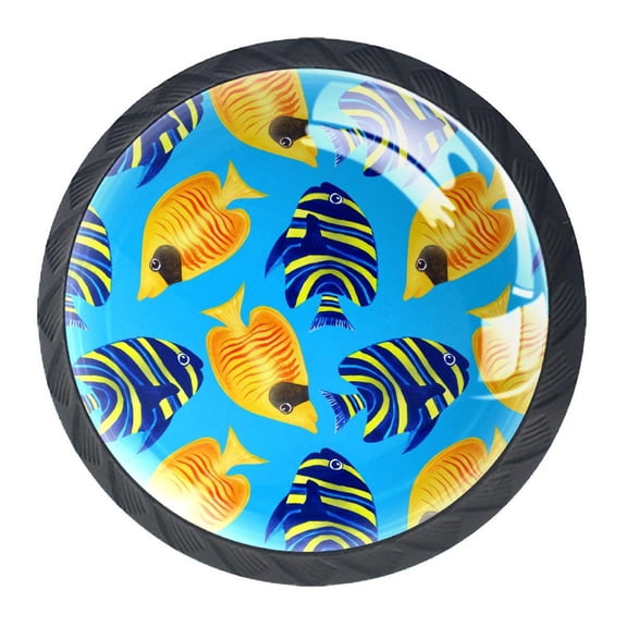 4 Pcs Tropical Fish Knobs for Kitchen Cabinet Cupboard Dresser Bookcase Drawer Pulls Handles Round Home Decor