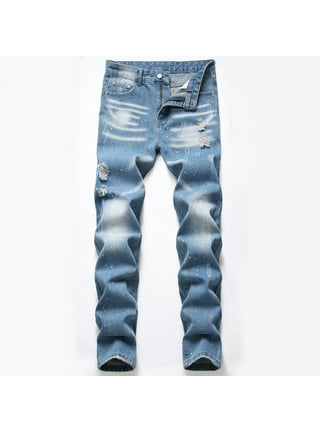 Jyeity Saving Him Big Bucks, Pockets Button Mid Waist Skinny Jeans Pants Fanka  Leggings Blue Size S(US:4) 