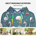 thumbnail image 4 of Daiia Flamingo Pattern Women's Fashion Hoodies & Sweatshirts with Kangaroo Pocket Hooded Sweatshirt with Eye-catching Drawstrings-Medium, 4 of 7