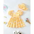 thumbnail image 2 of Baby Girls Clothes Toddler Girls Floral Dress 12 Months Girls Summer Dress 18 Months Girls Sundress Short Sleeve Dress with Cute Hat Yellow, 2 of 9