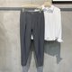 thumbnail image 5 of Pantalones de traje de sastrería social recortados para hombre, de negocios, de seda de hielo, elásticos, de verano, rectos y holgados, 5 of 5