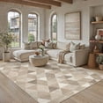 thumbnail image 3 of BERTHMEER 9'x12' Large Area Rugs for Living Room Bedroom Office Modern Contemporary Geometric Carpets Non Slip Washable Farmhouse Dining Room Brown Checkered pattern Rugs, 3 of 7