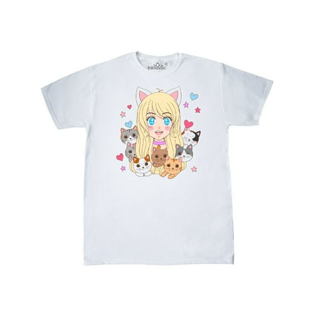 Neko Anime Girl with Kittens T-Shirt
