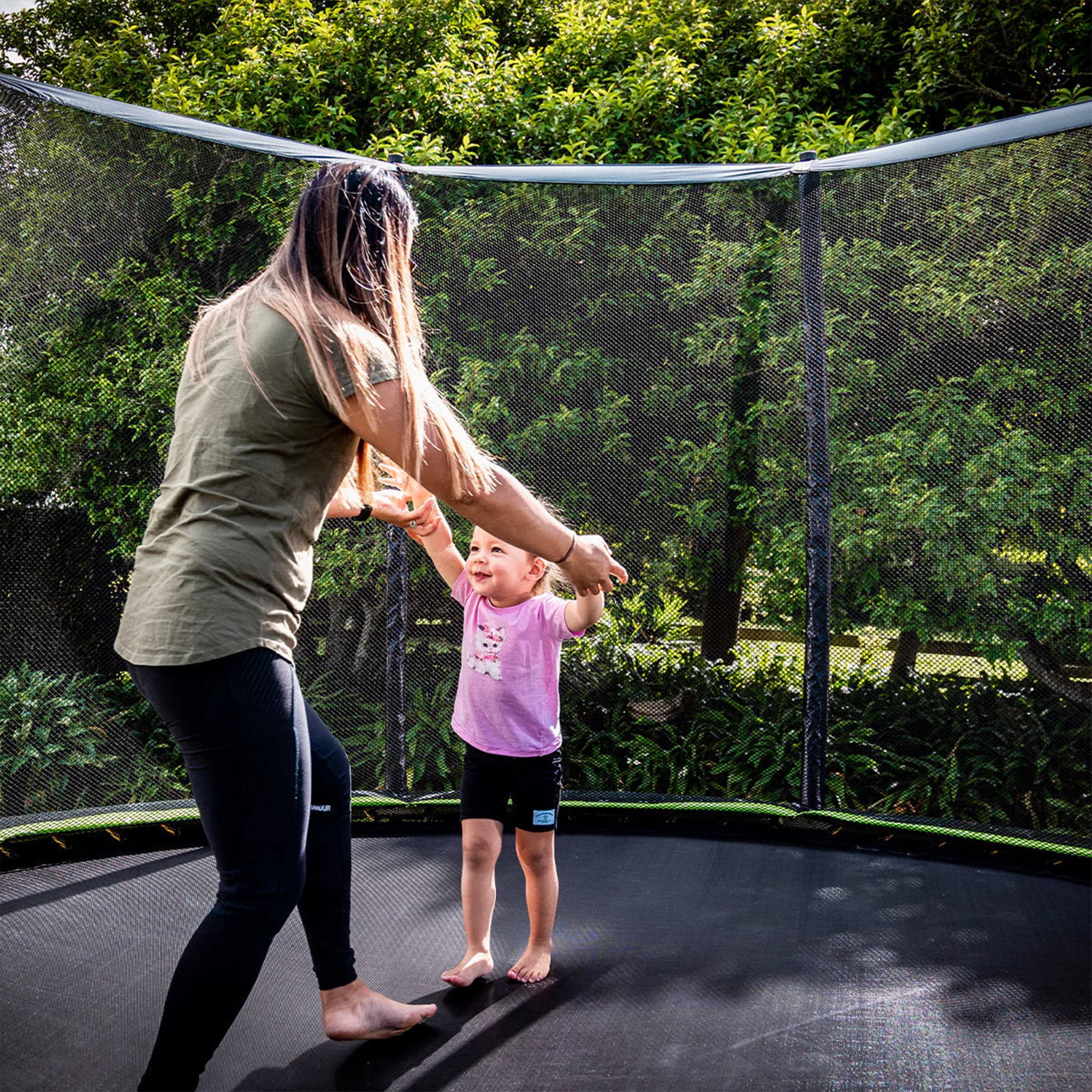 Jumpflex FLEX 10' Round Trampoline, Outdoor Play Equipment with PROJAM Basketball Hoop