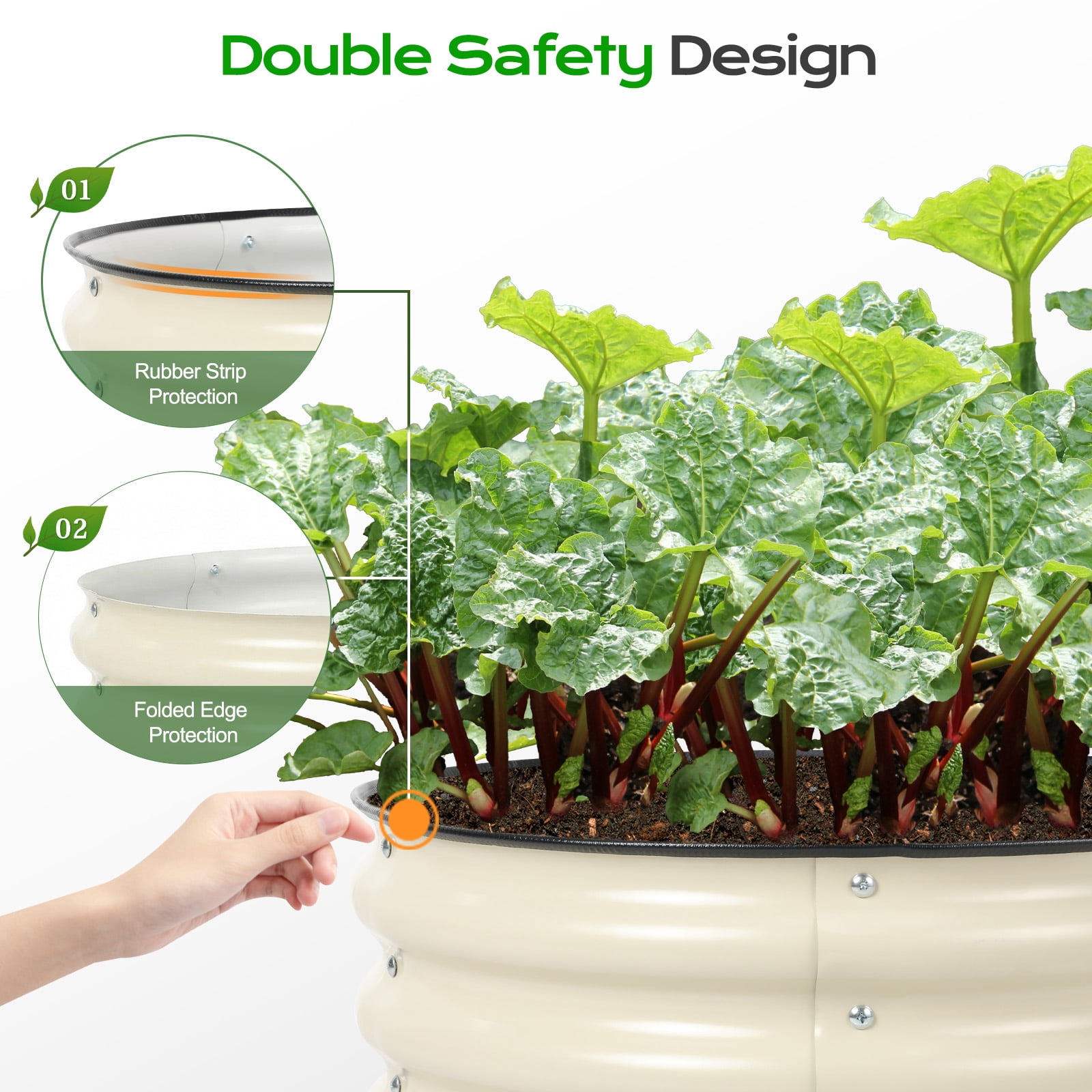 Aoodor 17" Tall 24" Metal Raised Garden Bed, Outdoor Planter Box and Raised Garden Kit for Vegetables, Flowers, and Herbs, White