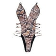 thumbnail image 2 of Up to 65% off! Pitauce One Piece Swimsuit Women Fashion Sexy Serpentine Print Hollow Out Backless Lace Up Cross Strap Bikini High Cut Vacation Beach Monokini Swimsuit, 2 of 5