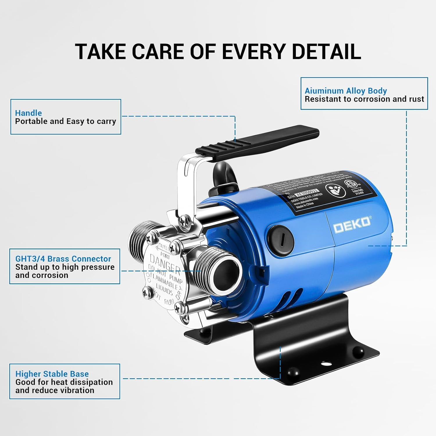 Water Transfer Pump: DEKOPRO Transfer Pump Electric Water Pump Utility Pump Rain Barrel Garden Hose Pump 115V