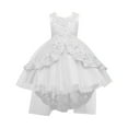thumbnail image 4 of CAIVO Children Solid Color Lace Sleeveless Knee Length Wedding Dresses O-Neck Leisure Toddler Daily Wear, 4 of 4