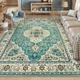 thumbnail image 2 of Lahome Decor 8'x10' Bohemian Vintage Oriental Medallion Pattern Area Rug,Ultra-Thin Washable Vintage Area Rug,Non-Slip Rugs for Bathroom,Entryway,Kitchen Rug,Indoor Carpet,Low Pile,Soft,Orange, 2 of 9