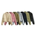 thumbnail image 3 of Spring New Loose Casual Short Tops Jackets Women-SoftRed-M, 3 of 9