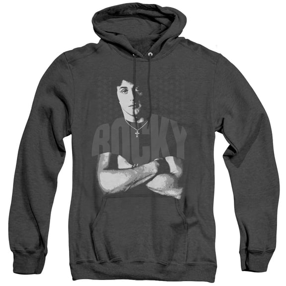 Rocky Shirt Adult Heather Hoodie Sweatshirt Black