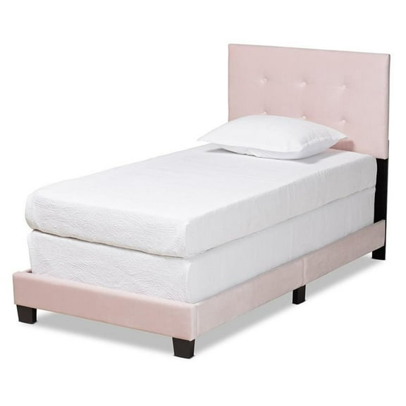 Bowery Hill Light Pink Upholstered Twin Size Panel Bed