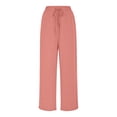thumbnail image 3 of Prime Today, lcziwo Capri Pants for Women Solid Casual Cotton Cropped Sweatpants Drawstring High Waisted Wide Leg Capri with Pockets Vacation Outfits Pink XL, 3 of 8