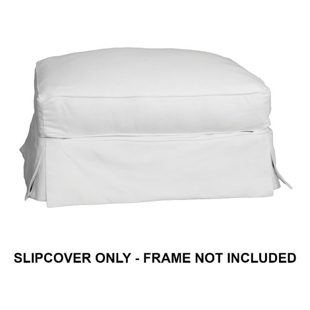 Sunset Trading Housse en Coton Horizon pour Pouf Rectangulaire Blanc Chaud