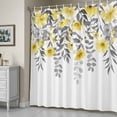 thumbnail image 5 of Spring Summer Flowers Shower Curtain, Vintage Watercolor Yellow Floral Grey Leaf Plant Waterproof Shower Curtain Set with 12 Hooks Lightweight Bath Curtains Fabric Bathroom Decor 72x78 Inches, 5 of 9