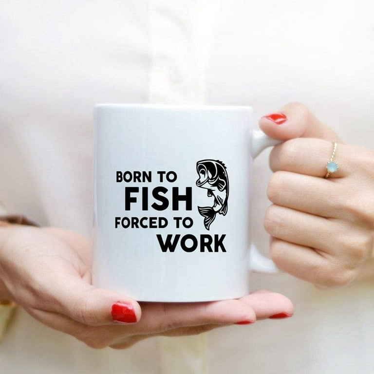Born to Fish 18 oz. Coffee Mug with Fisherman's Serenity Prayer