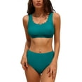 thumbnail image 1 of Charmo Women Scalloped Bikini Swimsuit High Waisted Two Piece Bathing Suit, 1 of 5