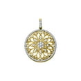 thumbnail image 1 of 10kt Yellow Gold Womens Round Diamond Antique-style Circle Pendant 1/2 Cttw, 1 of 1