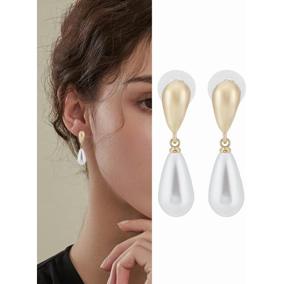 1set 1Pair Imitation Pearl Stud Earrings Teardrop Earrings for Women Elegant Jewelry Gifts White