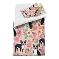 thumbnail image 2 of Pink Boston Terrier and Flower Duvet Cover and Pillowcase Set for Single Bedding, Bedroom Accessories for Kids Teens, 2 of 5