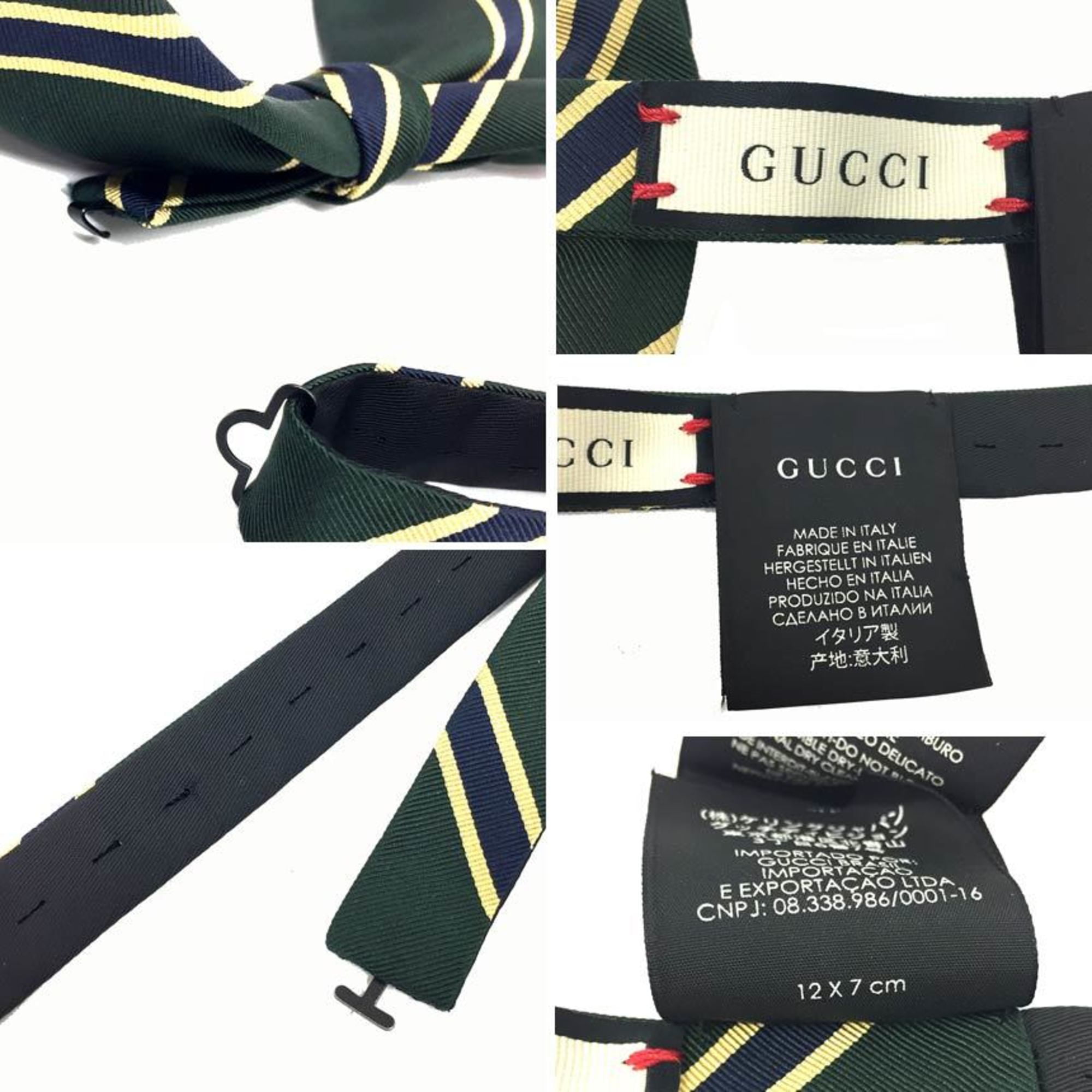 Authenticated used Gucci Gucci Bow Tie Stripe Silk Cotton Green, Women's, Size: Small