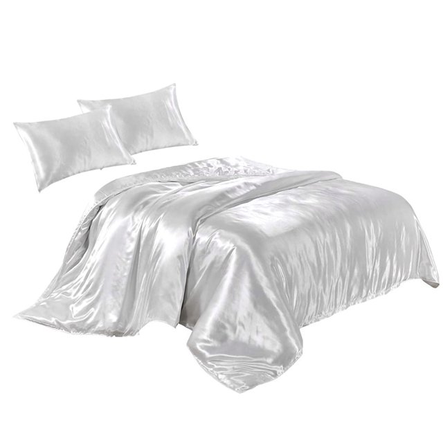 Toystoory Funda de edredón Funda de edredón de seda artificial Cremallera Funda de almohada para dormir Juego de cama Juegos de cama Blanco 264x229cm Toystoory HA003632-21