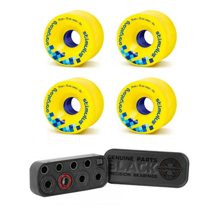 Orangatang 70mm 86a Yellow Stimulus Longboard Skateboard Wheels with Independent Bearings (Best Orangatang Wheels For Cruising)