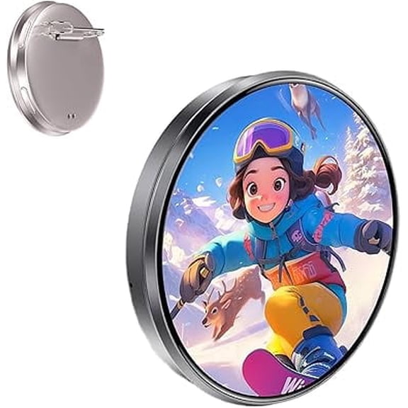Electronic Anime Badge Pin with Touchscreen – HD Digital Photo Display for Backpacks, Custom GIF & Video Pins, Bluetooth App Control(1pcs-black)