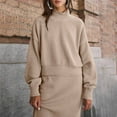 thumbnail image 2 of Women's 2 Piece Sweater Set Outfits Long Sleeve Oversized Top Bodycon Maxi Long Skirt Knit Dresses Beige L, 2 of 5