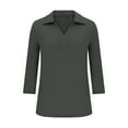 thumbnail image 5 of TYGHBN Casual Loose Solid Color V Neck 3/4 Sleeve Shirt for Women Women Summer Shirts Women S T Shirts Long Sleeve Shirt Women for Layering Womens Shirts Casual Casual Shirts for Women Summer Long, 5 of 6