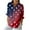Red, variant on 4th of July Shirts for Women Button Down Stars Striped Print Rolled Long Sleeve Collared Blouses Festive Outfits (XL, Wine)