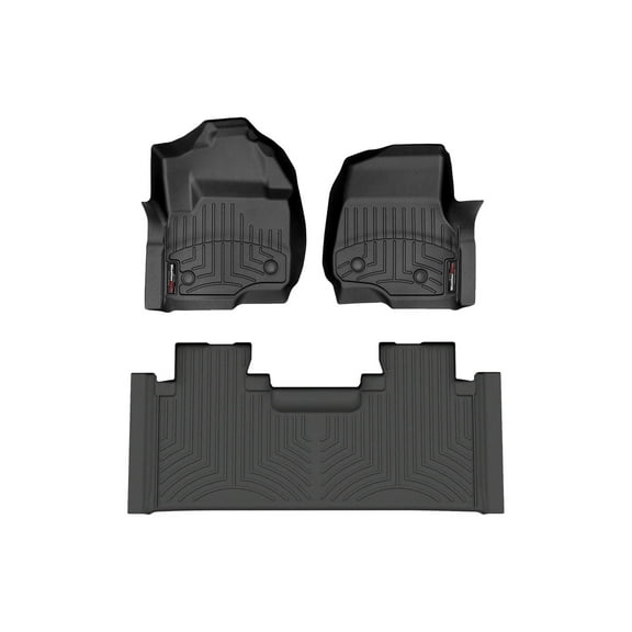 WeatherTech Custom Fit FloorLiners compatible with 2023-2024 Ford Super Duty - 1st & 2nd Row, Black