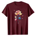 thumbnail image 3 of NAMTYQX Blouses for Women Crew Neck Oversize Cute Cool Muster Lightweight Short Sleeve Loose Fit Print Summer Blouses for Women 2025 Wine Size 2XL, 3 of 5