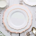 thumbnail image 6 of Efavormart 10 Pack - 8" White Plastic Ornate Dessert Salad Plates With Hot Stamp Scalloped Rim - Rose Gold - Blush for Wedding, Outdoor Receptions, Banquets, Holiday Dining, 6 of 11