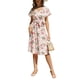 thumbnail image 2 of VISgogo Vestido casual de verano para mujer, estampado floral, cuello en V, manga corta, cinturón, una pieza para damas, blanco/rosa/azul claro/negro VISgogo  moda, 2 of 9
